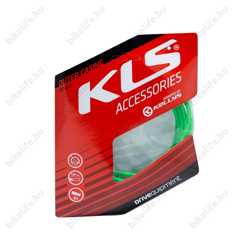Kellys fékbowden ház 250cm/csomag 6 darab kupakkal zöld