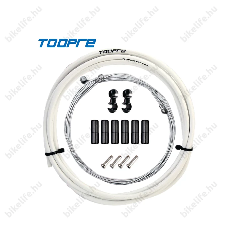 Toopre fékbowden készlet fehér színű 2,5 méter (bowdenház+bowdenek+kupakok+bowdenvégek+összekötők)