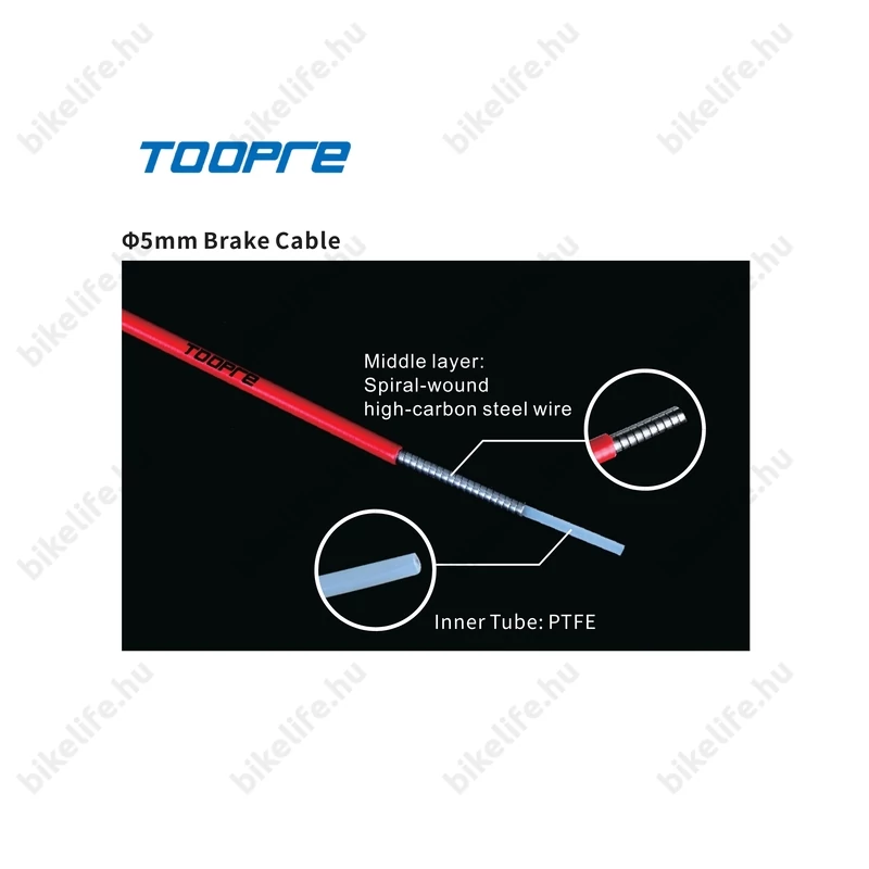 Toopre fékbowden készlet fehér színű 2,5 méter (bowdenház+bowdenek+kupakok+bowdenvégek+összekötők)