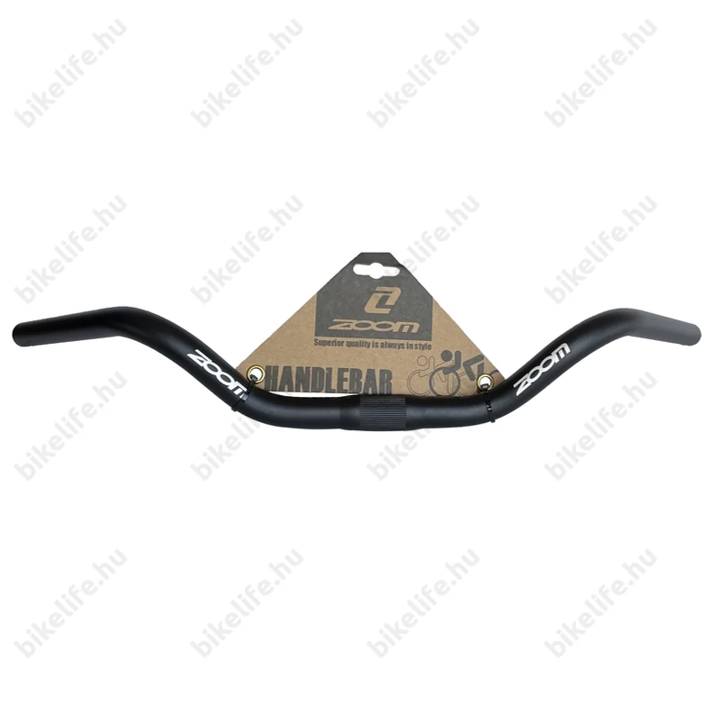 Zoom hajlított trekking kormány fekete 25,4mm befogó 595mm hossz 66mm emelkedés