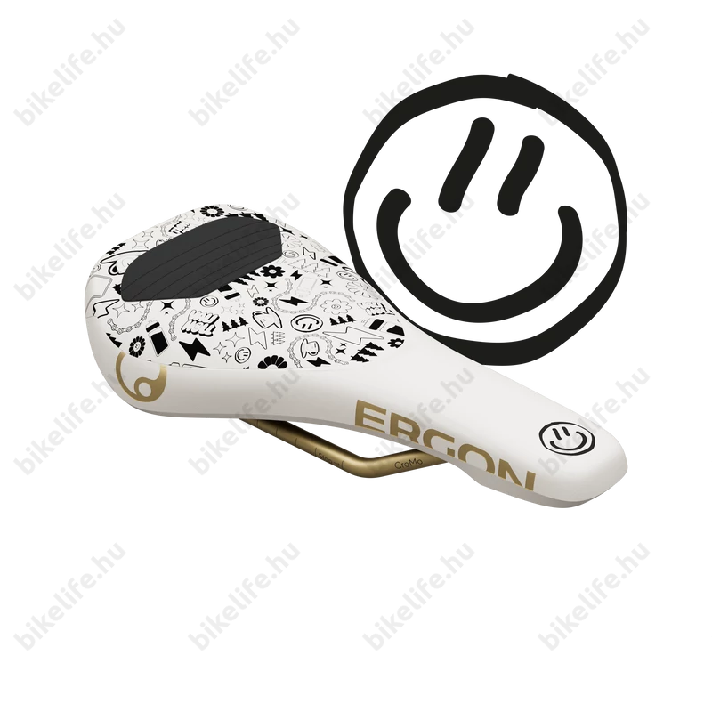 Ergon SM Downhill Comp Vali Höll Edition sport nyereg DH/Dirt/Gravity felhasználásra, Cr-Mo pálca, fehér