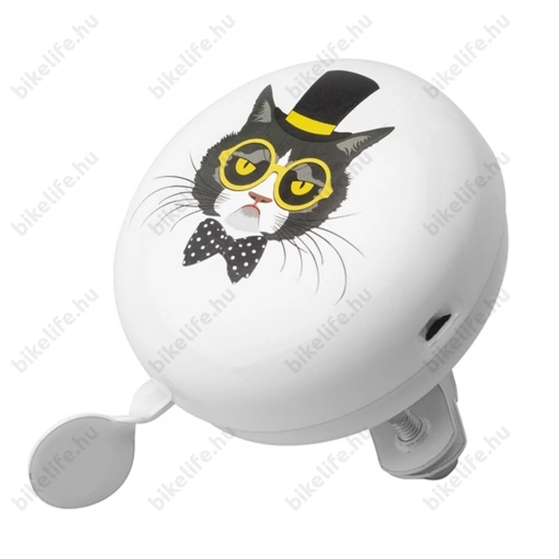 Cartoon bicikli csengő Mr. Cat fehér, festett acél