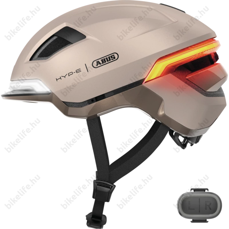 Abus HYP-E kerékpáros bukósisak első és hátsó világítással index jelzővel champagne gold S (51-55cm)