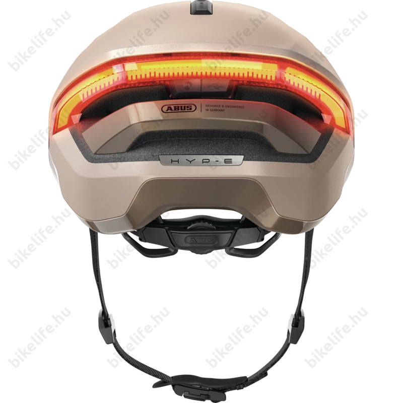 Abus HYP-E kerékpáros bukósisak első és hátsó világítással index jelzővel champagne gold S (51-55cm)