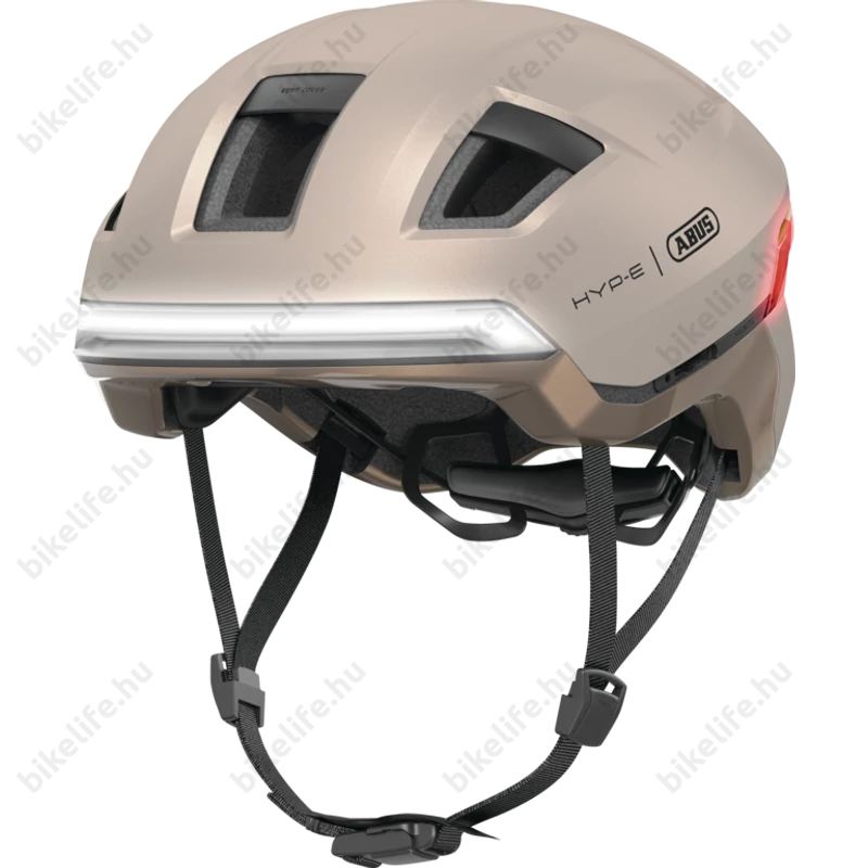 Abus HYP-E kerékpáros bukósisak első és hátsó világítással index jelzővel champagne gold S (51-55cm)