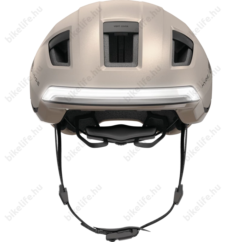 Abus HYP-E kerékpáros bukósisak első és hátsó világítással index jelzővel champagne gold S (51-55cm)
