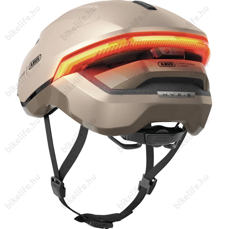 Abus HYP-E kerékpáros bukósisak első és hátsó világítással index jelzővel champagne gold M (54-58cm)