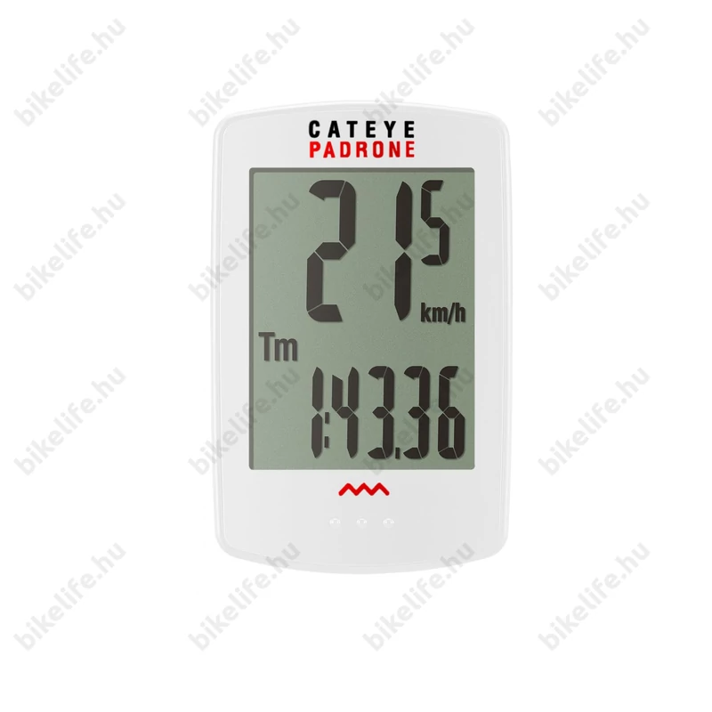 Cateye Padrone kilométeróra CCPA100W, nagy kijelzővel,vezeték nélküli, fehér