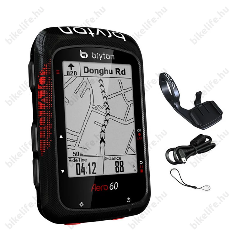 Bryton Aero 60E GPS kilométeróra, 78+ funkciós, fekete