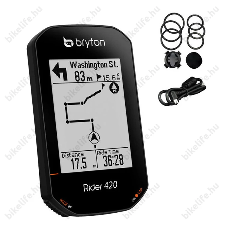 Bryton Rider 420E GPS kilométeróra, navigáció, 80+ funkciós, fekete