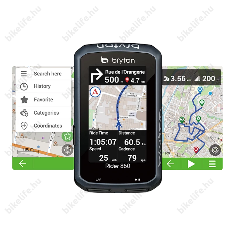 Bryton Rider 860E GPS kilométeróra, 90+ funkciós, fekete