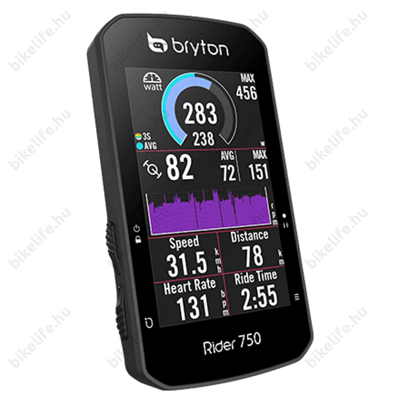 Bryton Rider 750T GPS kilométeróra, 90+ funkciós, színes érintő kijelző, hangvezérelt nav, HRM, CAD, SPEED