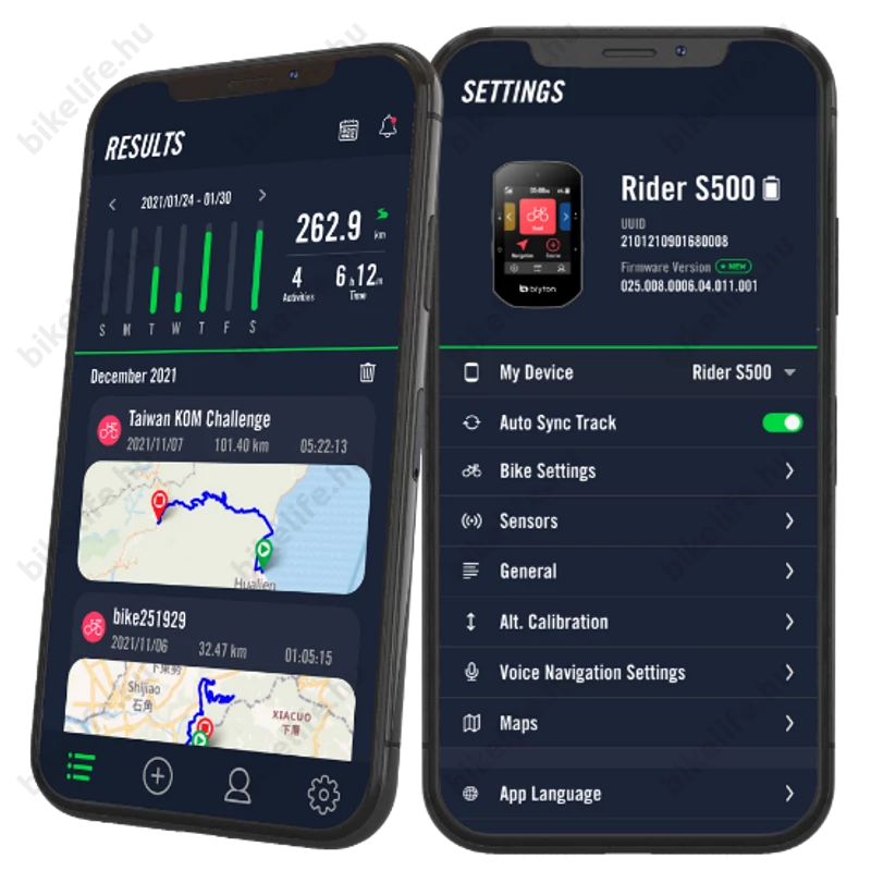 Bryton Rider S500 T GPS kilométeróra, 90+ funkciós, HR, SPEED, CAD, szenzorral