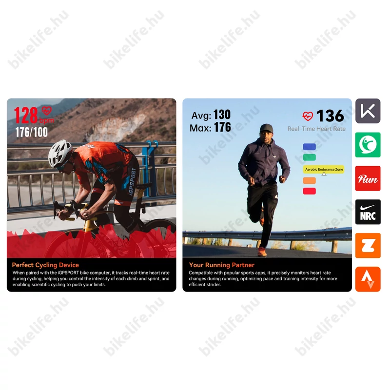iGPSPORT HR50 pulzusmérő öv ANT+/Bluetooth 5.0 kommunikációval akár 1200 óra üzemidővel