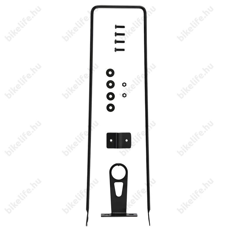 Kerékpáros első kosár, fém, sűrűszövésű, XXL méretű, fekete, extra merevítésekkel