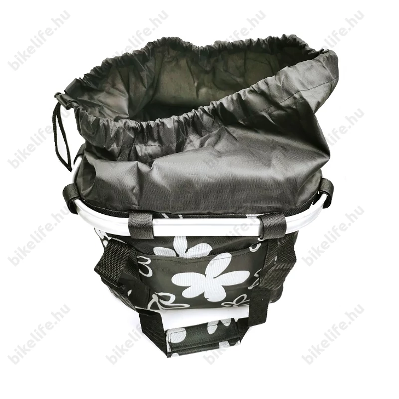 Fashion első kosár női alukeretes gyorsrögzítős 5kg-ig terhelhető fekete/virág mintás