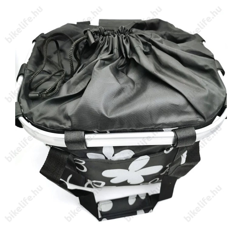 Fashion első kosár női alukeretes gyorsrögzítős 5kg-ig terhelhető fekete/virág mintás