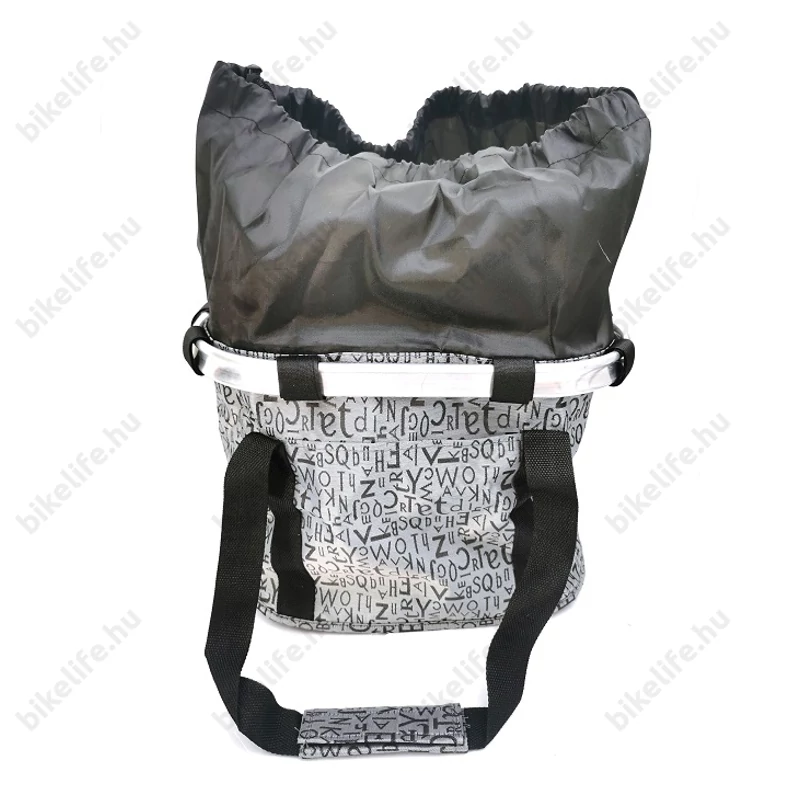 Fashion első kosár női alukeretes gyorsrögzítős 5kg-ig terhelhető szürke-betűmintás