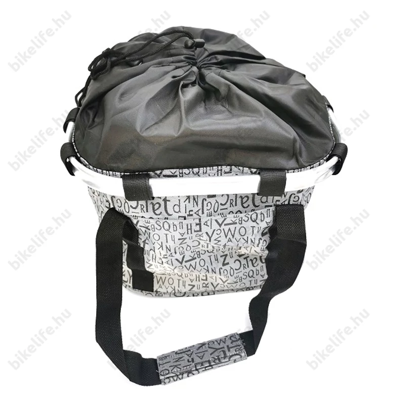 Fashion első kosár női alukeretes gyorsrögzítős 5kg-ig terhelhető szürke-betűmintás