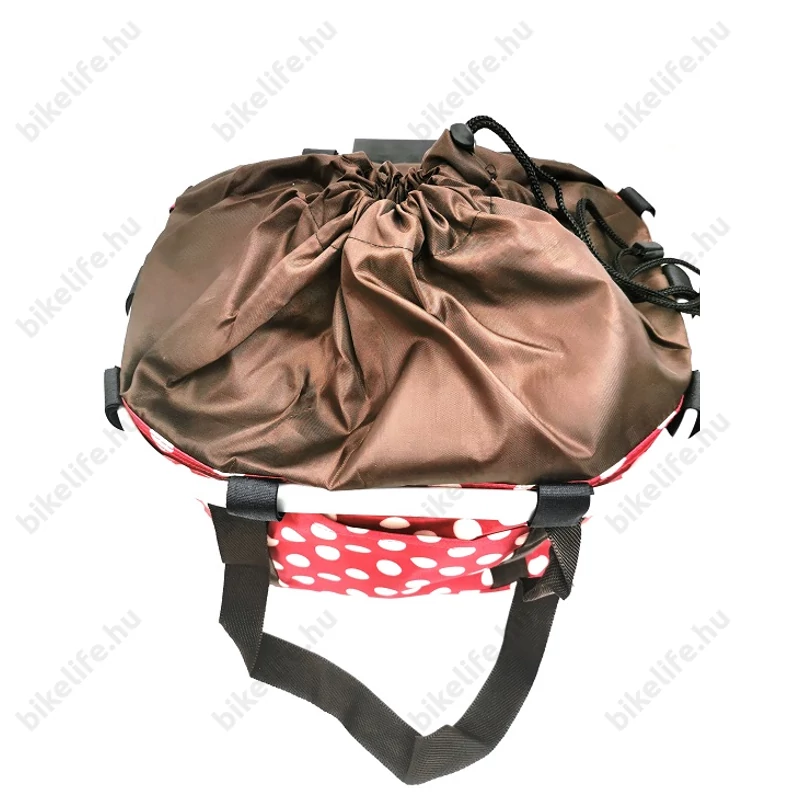 Fashion első kosár női alukeretes gyorsrögzítős 5kg-ig terhelhető pink/fehér pöttyös