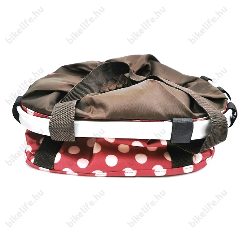 Fashion első kosár női alukeretes gyorsrögzítős 5kg-ig terhelhető pink/fehér pöttyös