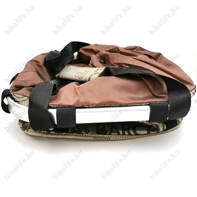 Fashion első kosár női alukeretes gyorsrögzítős 5kg-ig terhelhető krém Barcelona felirattal