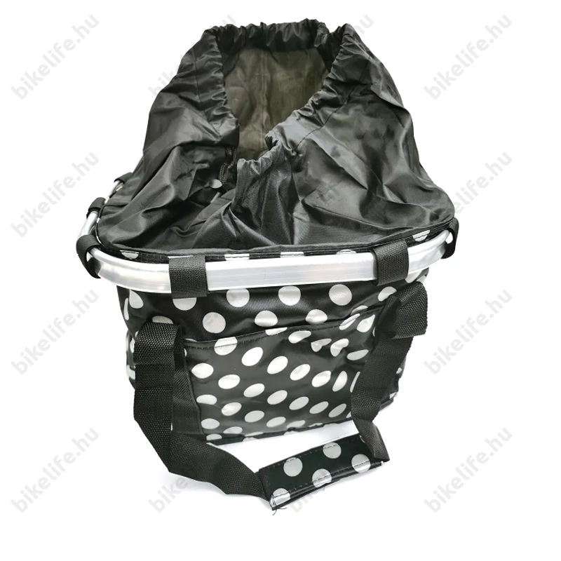 Fashion első kosár női alukeretes gyorsrögzítős 5 kg-ig terhelhető fekete-fehér pöttyös