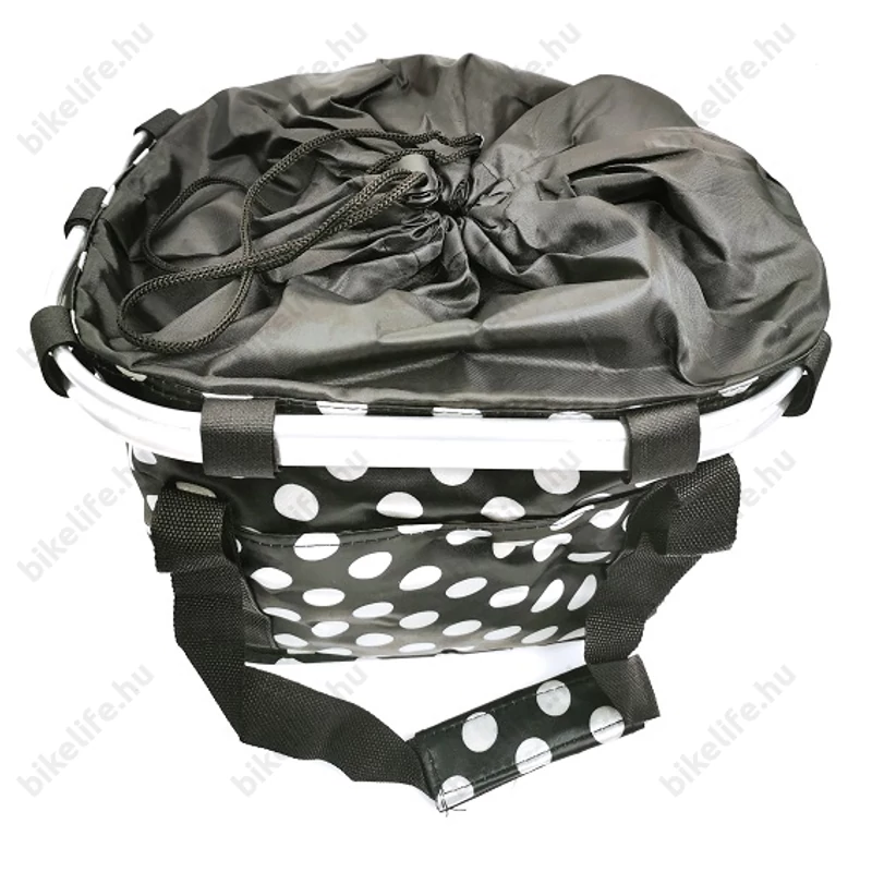 Fashion első kosár női alukeretes gyorsrögzítős 5 kg-ig terhelhető fekete-fehér pöttyös