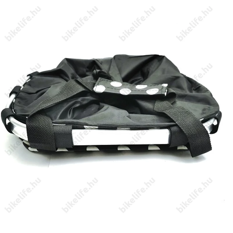 Fashion első kosár női alukeretes gyorsrögzítős 5 kg-ig terhelhető fekete-fehér pöttyös