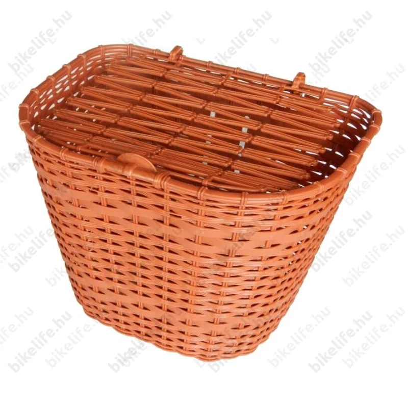 Kosár előre sűrűszövésű műanyag fix barna fedeles