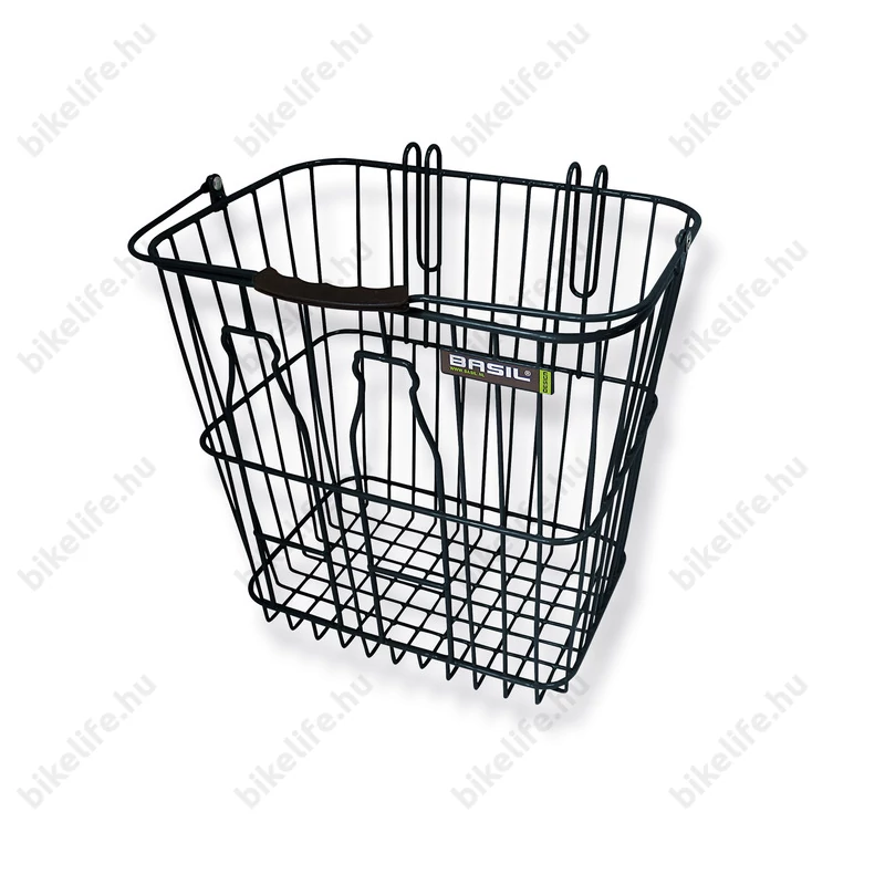 Basil kosár csomagtartó oldalára tejesüveg motívummal fekete