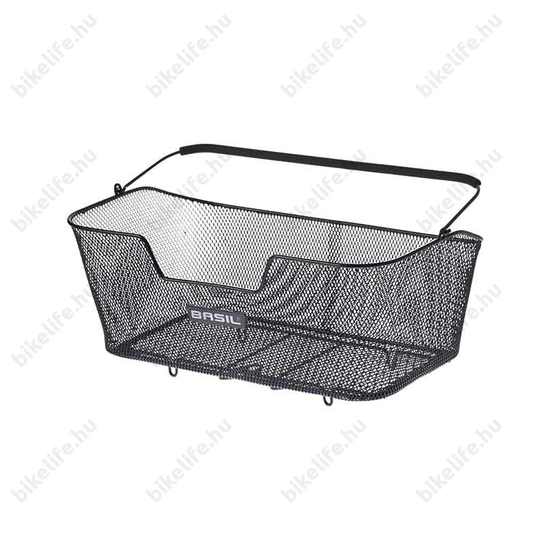 Basil Base hátós kosár acél XL-méretű, 18L, fekete rugós csomagtartóra