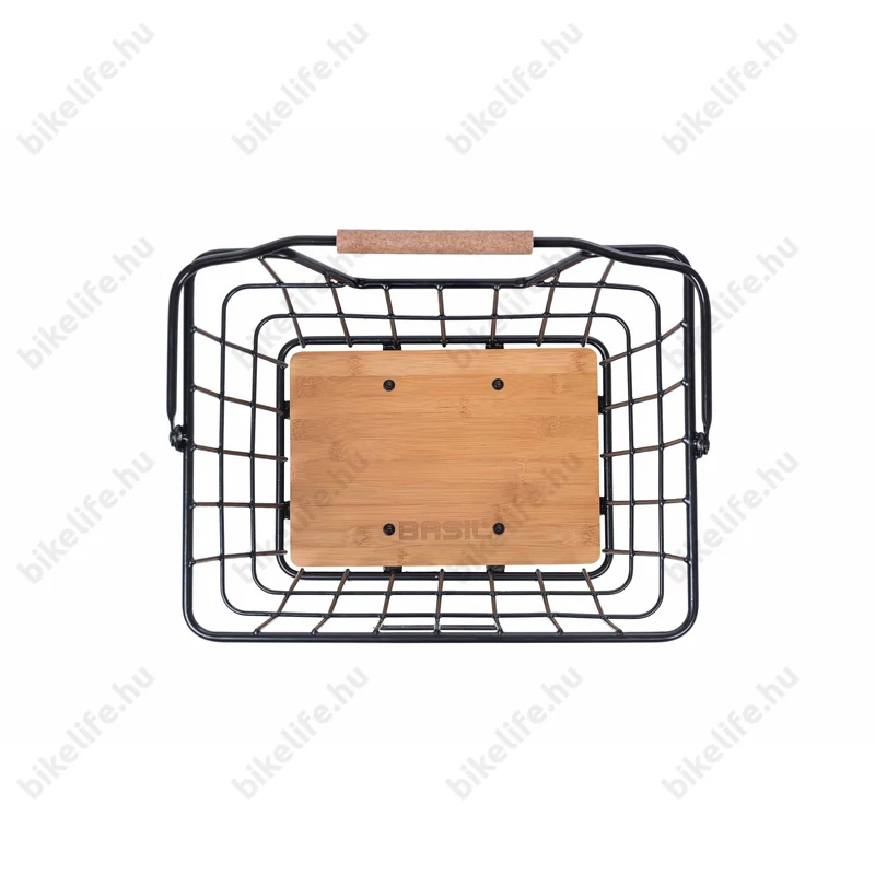 Basil Nordland MIK első vagy hátsó kosár MIK rögzítéssel, fekete váz/barna fa talp