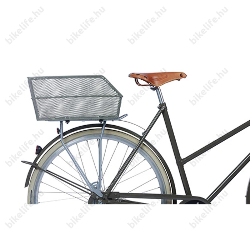 Basil Cento hátsó kosár fém, sűrűszövésű, fix rögzítés, oliva zöld