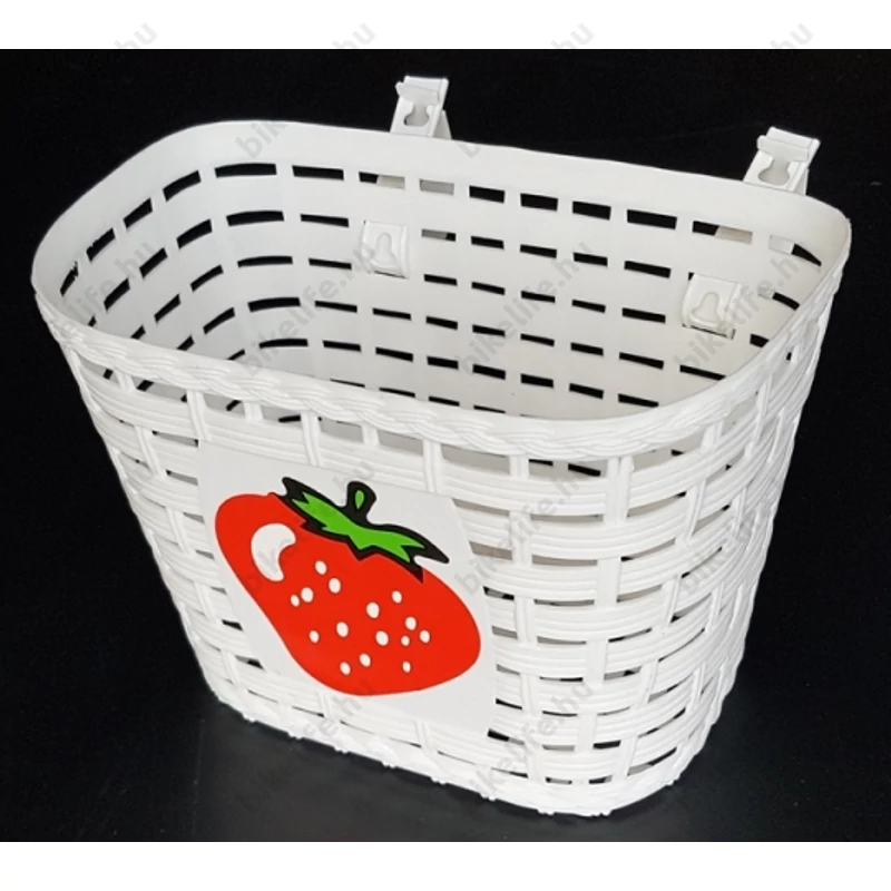 Epres kosár gyerekbiciklire műanyagból rögzítőpántokkal fehér