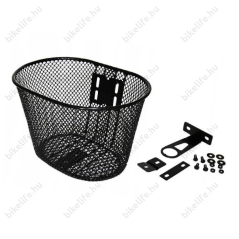 Gyerek kosár kerékpárokra sűrűszövésű fém fix rögzítéssel fekete színben