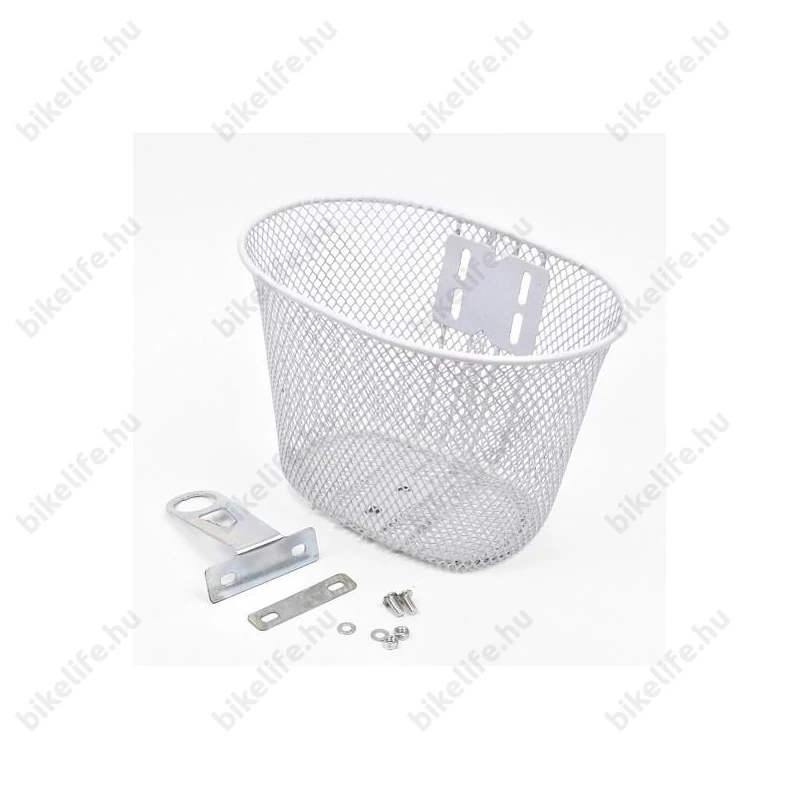 Gyerek kosár kerékpárra sűrűszövésű fém fehér fix rögzítésű