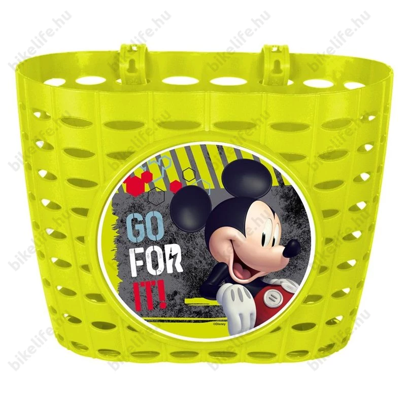 Disney Mickey Egér gyerek kosár biciklire neon zöld