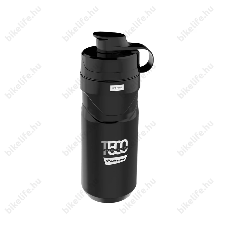 Polisport T500 thermo kulacs, fekete színű, kivehető betéttel, 500 / 650ml