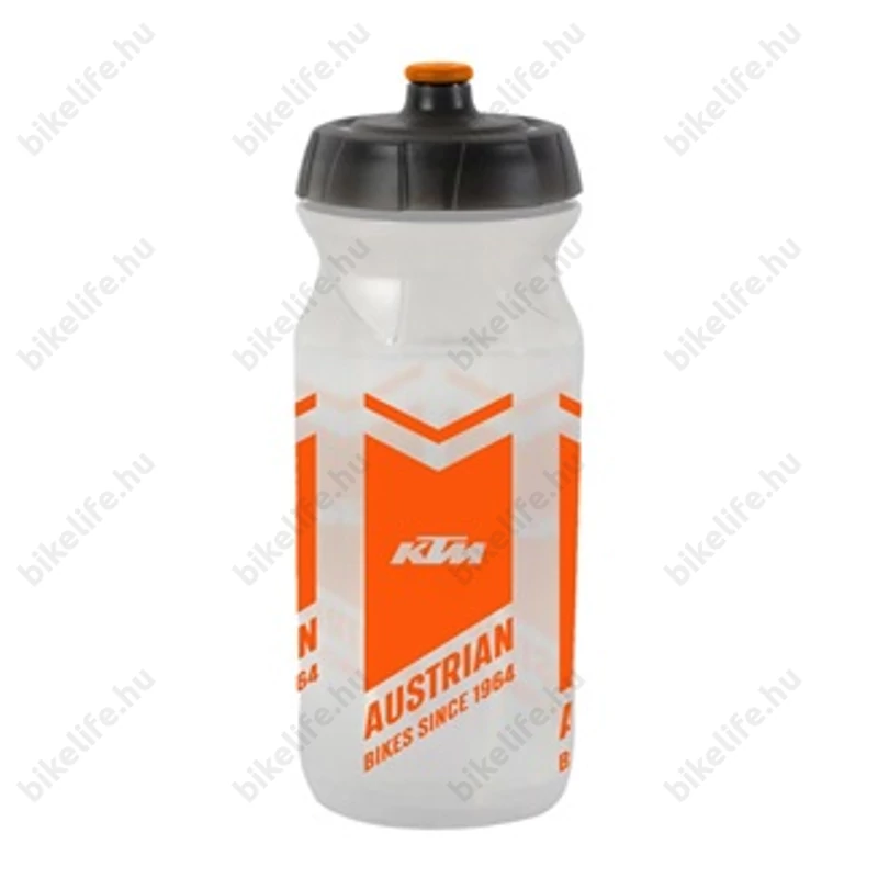 KTM kerékpáros kulacs 650ml ürtartalommal átlátszó-narancs grafikával