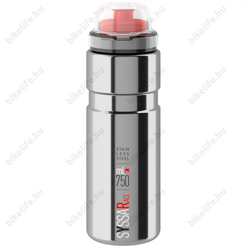 Elite Syssa rozsdamentes acél kerékpáros kulacs 750ml ezüst zárható kupakkal