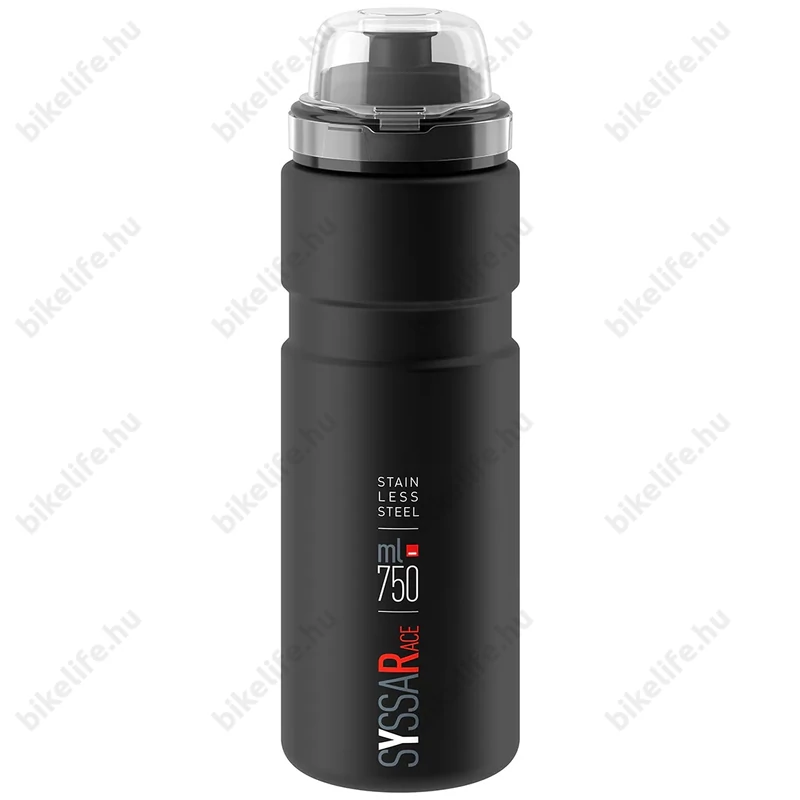 Elite Syssa rozsdamentes acél kerékpáros kulacs 750ml mattfekete zárható kupakkal