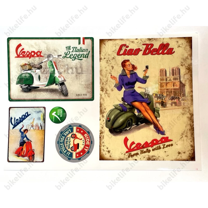 Matrica garnitúra Vespa VIintage 25X17CM 2 FÉLE