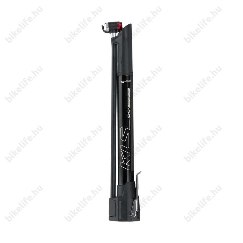 Kellys Covert mini pumpa fém ház, teleszkópos nyél, nyomás/volumen kapcsoló, univerzális fej, 8bar