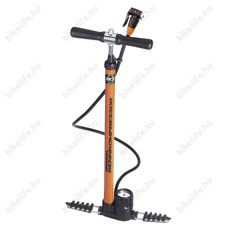 Műhelypumpa SKS Rennkompressor, 16bar, nyomásmérős,univerzális E.V.A. fej, narancs színű