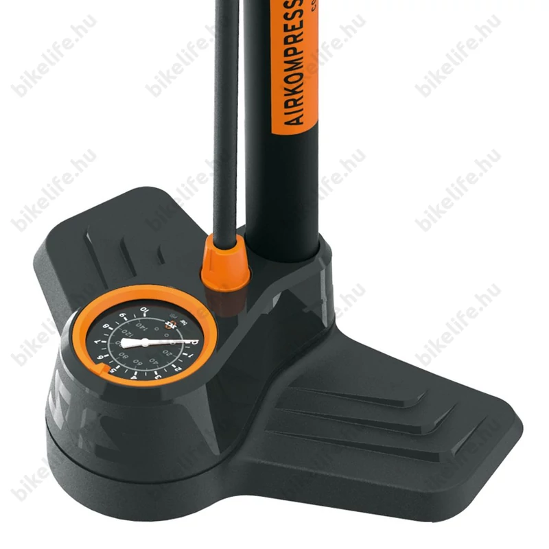 SKS Airkompressor Compact 10.0 kerékpáros műhelypumpa univerzális fejjel nyomásmérővel 10bar teljesítménnyel