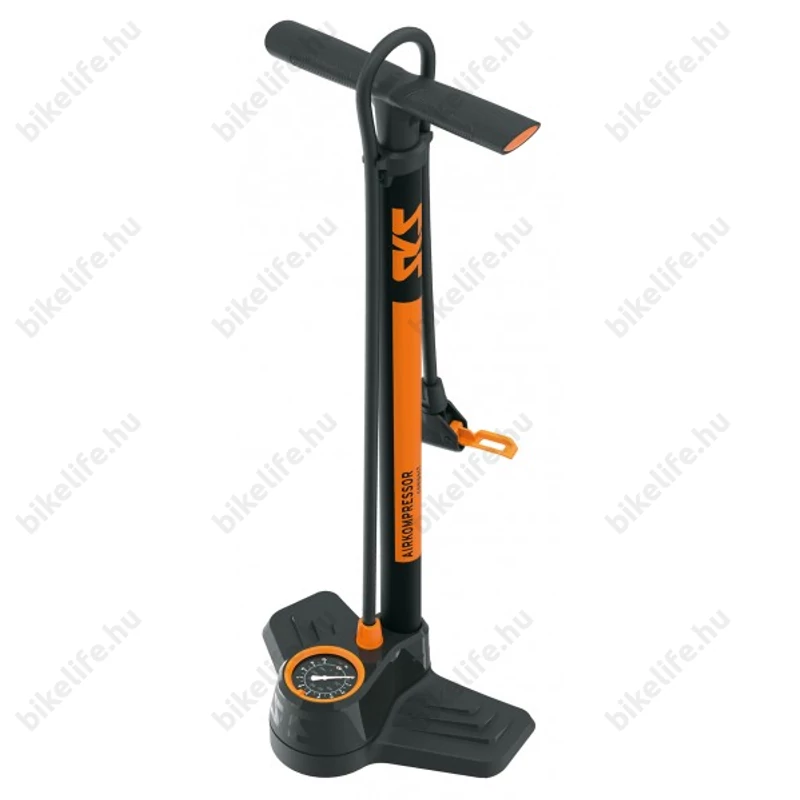 SKS Airkompressor Compact 10.0 kerékpáros műhelypumpa univerzális fejjel nyomásmérővel 10bar teljesítménnyel