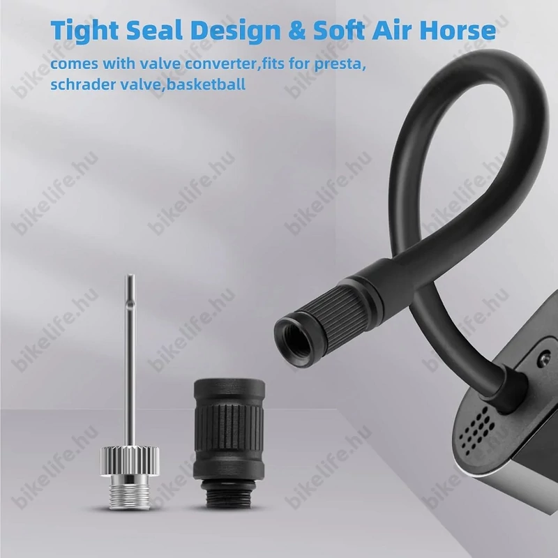 Akkumulátoros kerékpárpumpa Rockbros 10 Bar nyomásig minden szeleptípushoz továbbá matrachoz és labdához