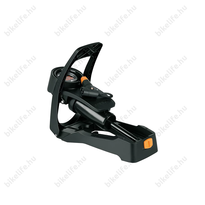 Pumpa láb SKS Airstep Digi 7bar spirál tömlővel, nyomásmérővel, LED-kijelzővel, fekete