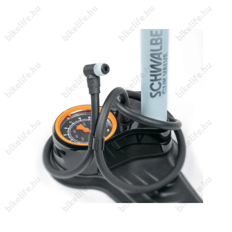 SKS Air-X-Plorer 10.0 Clik Tec műhelypumpa Schwalbe Clik Tec szelepekhez 2-2 db Presta és Dunlop szelepbetéttel